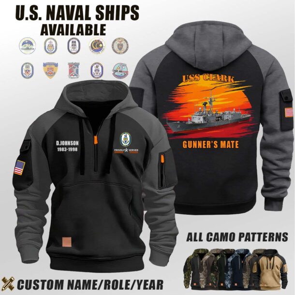 Custom US Naval Ships Sunset Camo Hoodie 3