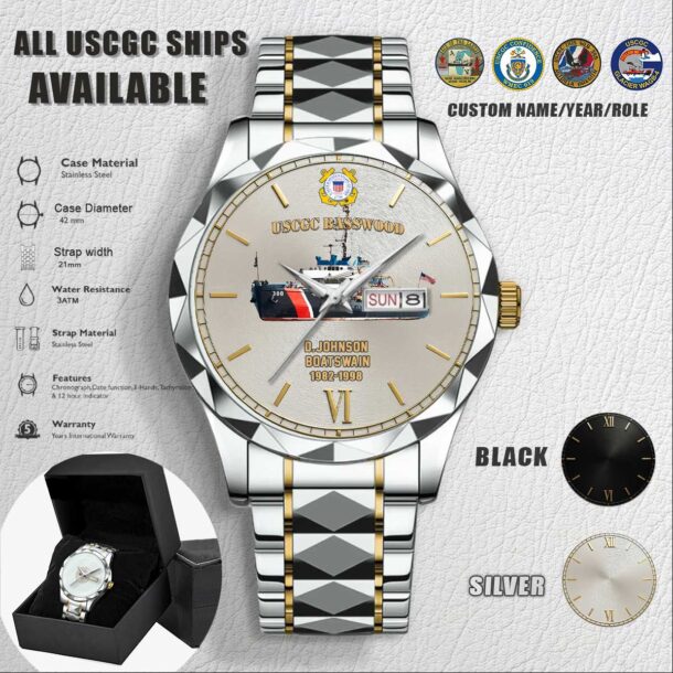Custom USCGC Ships Stainless Steel Watch 4