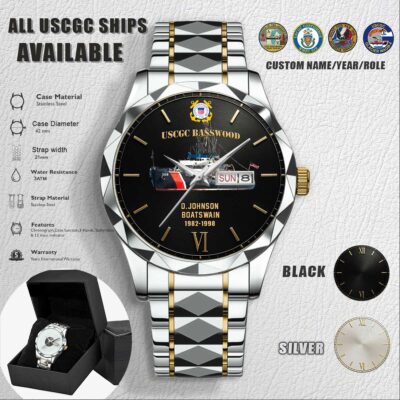 Custom USCGC Ships Stainless Steel Watch
