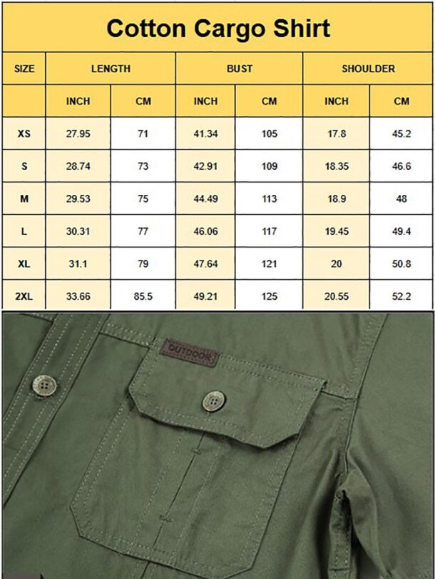 Web Sizechart Cotton Cargo Shirt 2XL