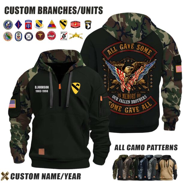 Custom US Branches All Gave Some Some Gave All Camo Halfzip Hoodie 5 2