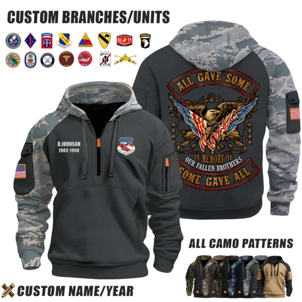 Custom US Branches All Gave Some Some Gave All Camo Halfzip Hoodie 6 2