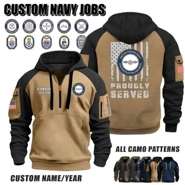 Custom US Navy Jobs Camo Halfzip Hoodie 10