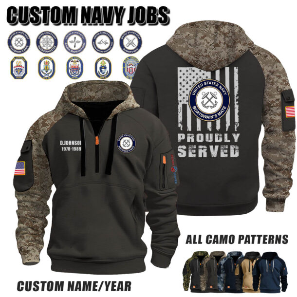 Custom US Navy Jobs Camo Halfzip Hoodie 2