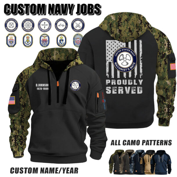 Custom US Navy Jobs Camo Halfzip Hoodie 7