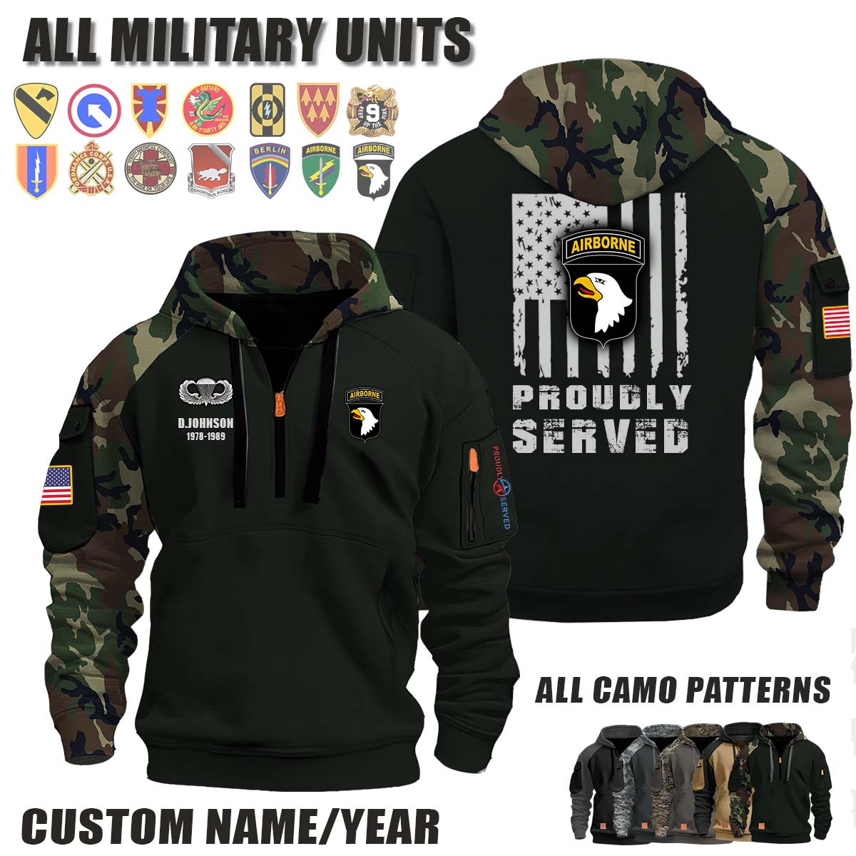 101st ABN DIV 101st Airborne Division_Camo Halfzip Hoodie