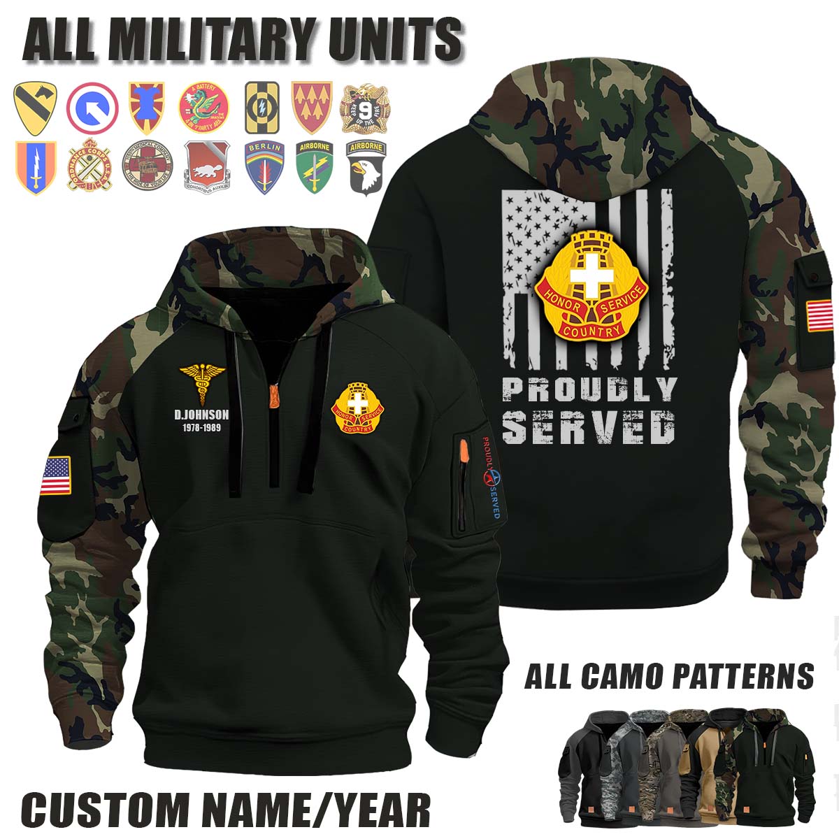 109th EVAC HOSP 109th Evacuation Hospital_Camo Halfzip Hoodie