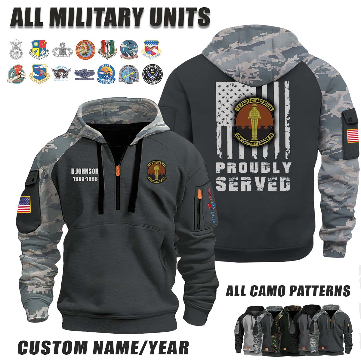 10th SFS 10th Security Forces Squadron_Camo Halfzip Hoodie