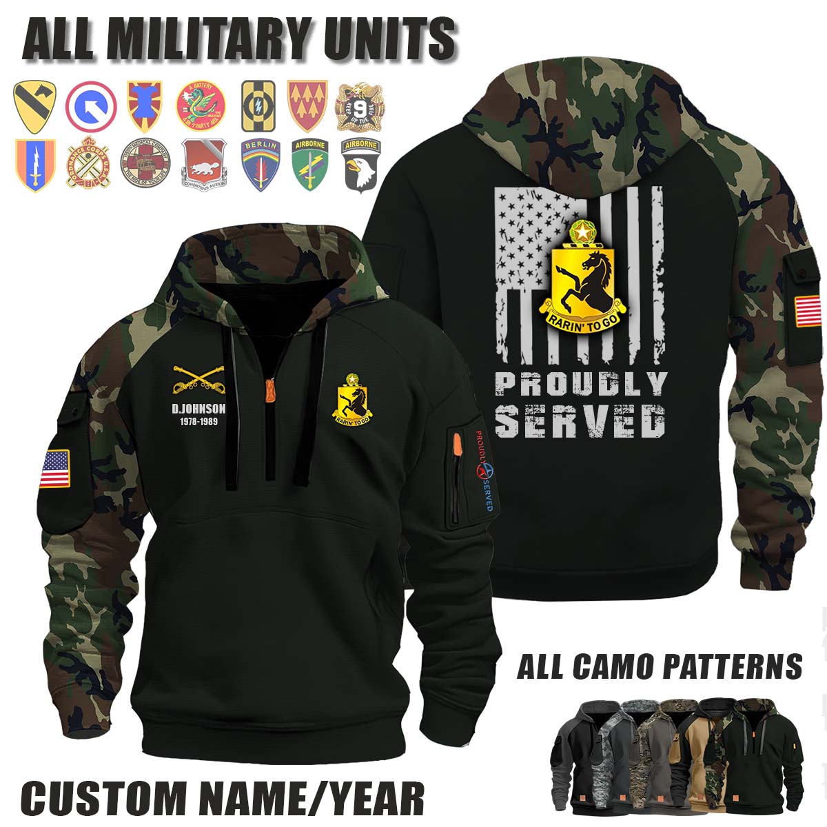 112th Cavalry Regiment_Camo Halfzip Hoodie