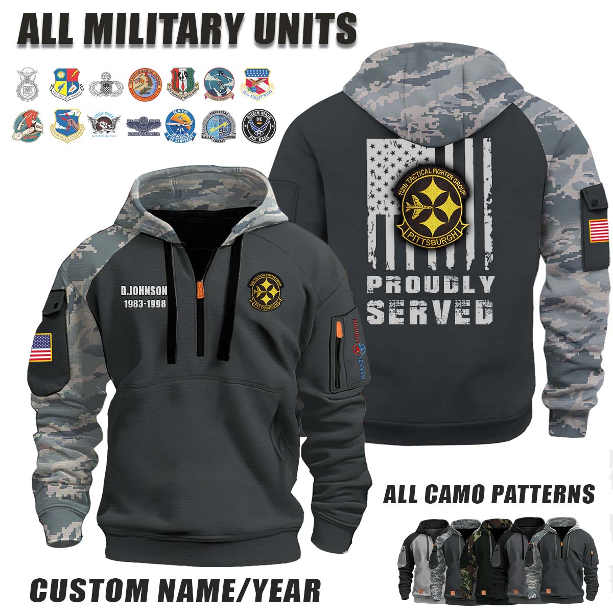 112th TFG 112th Tactical Fighter Group_Camo Halfzip Hoodie