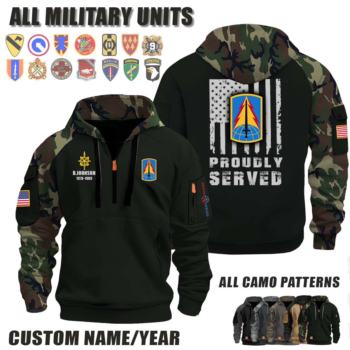 116th MI BDE 116th Military Intelligence Brigade_Camo Halfzip Hoodie