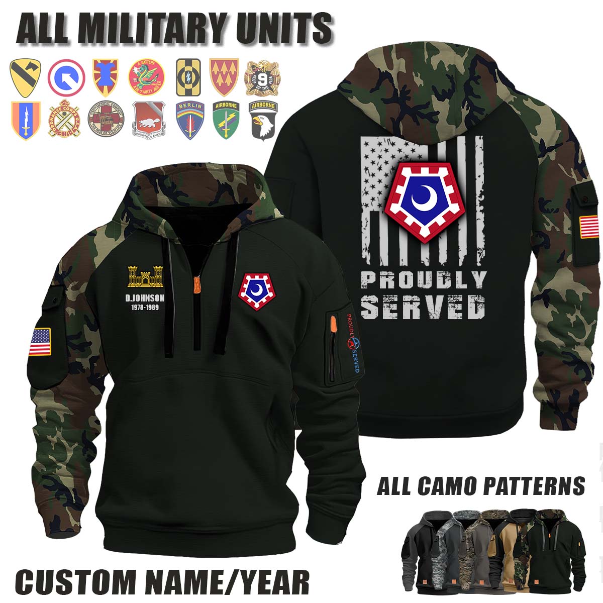 117th EN BDE 117th Engineer Brigade_Camo Halfzip Hoodie