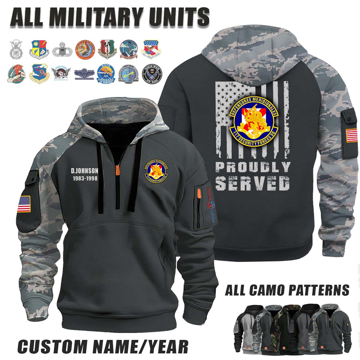 117th SFS Security Forces Squadron_Camo Halfzip Hoodie