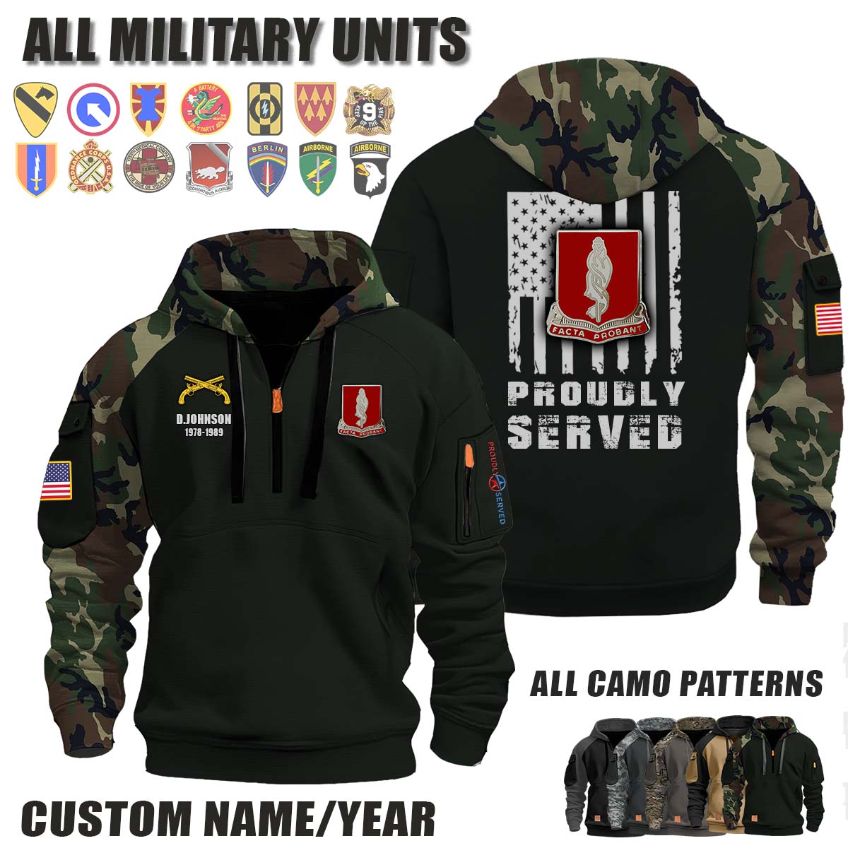 118th MP BN 118thMilitary Police Battalion_Camo Halfzip Hoodie