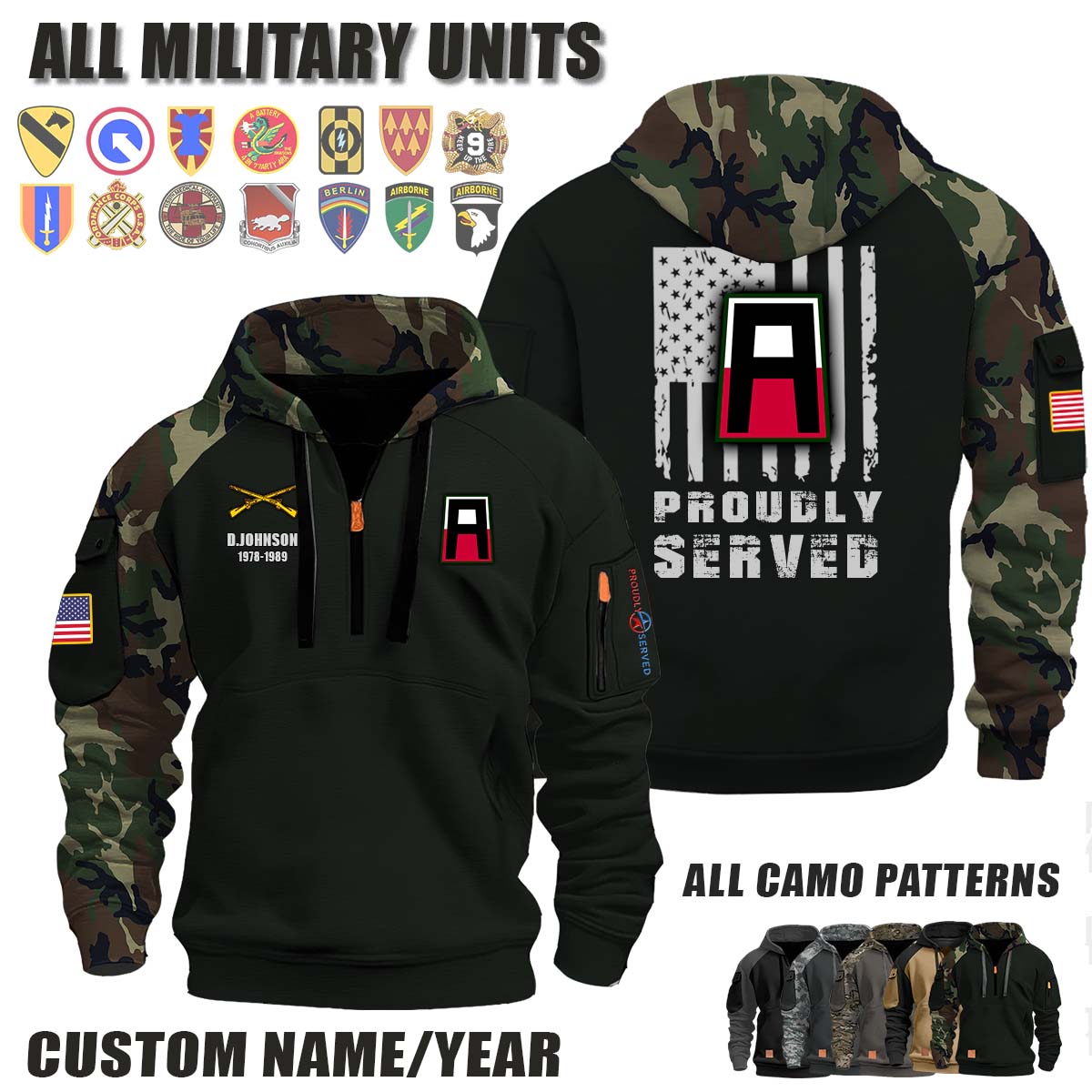 120th INF BDE 120th Infantry Brigade_Camo Halfzip Hoodie