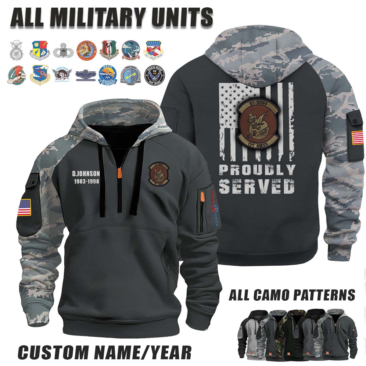 121st AMXS Aircraft Maintenance Squadron (61-0264)_Camo Halfzip Hoodie
