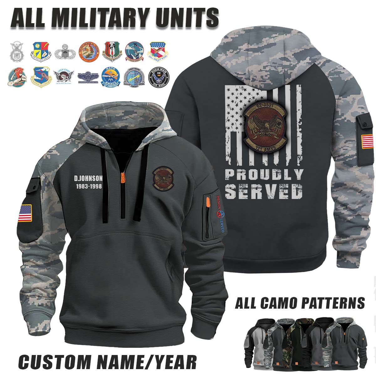 121st AMXS Aircraft Maintenance Squadron (62-3531)_Camo Halfzip Hoodie