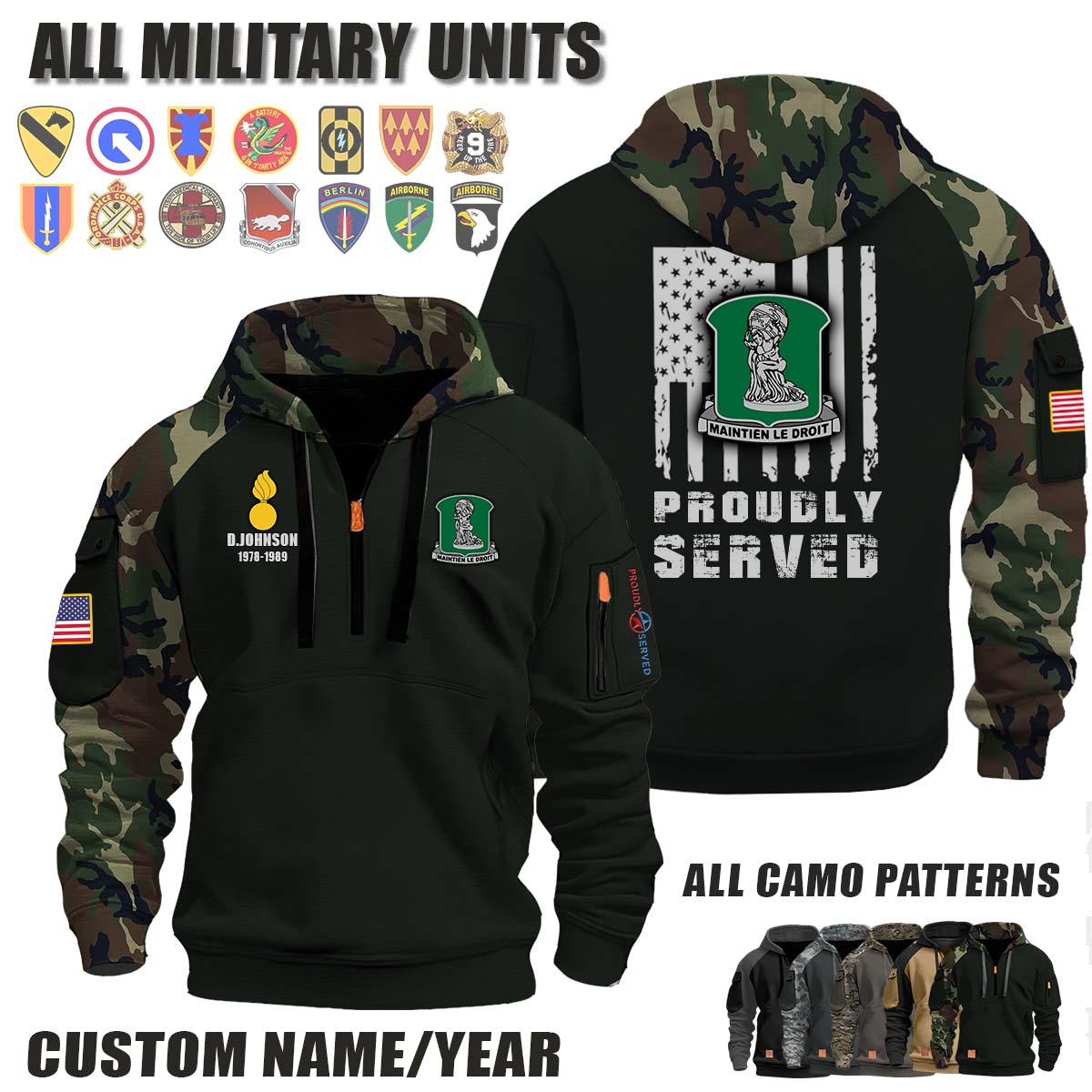 122nd MAINT BN 122nd Maintenance Battalion_Camo Halfzip Hoodie