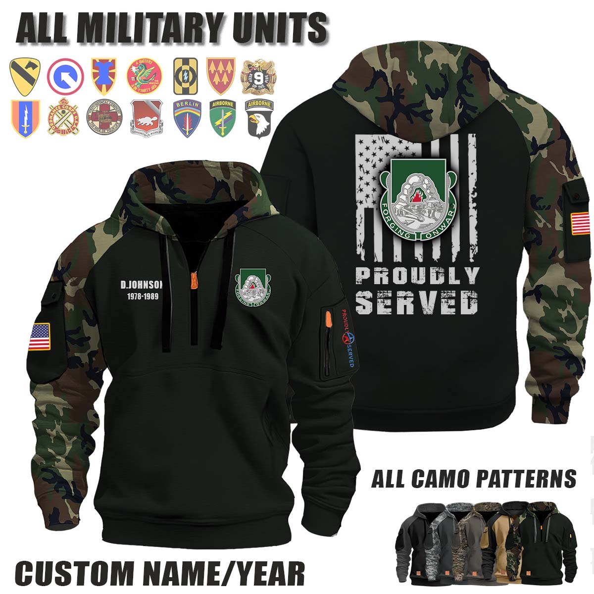 123rd BSB 123rd Brigade Support Battalion_Camo Halfzip Hoodie