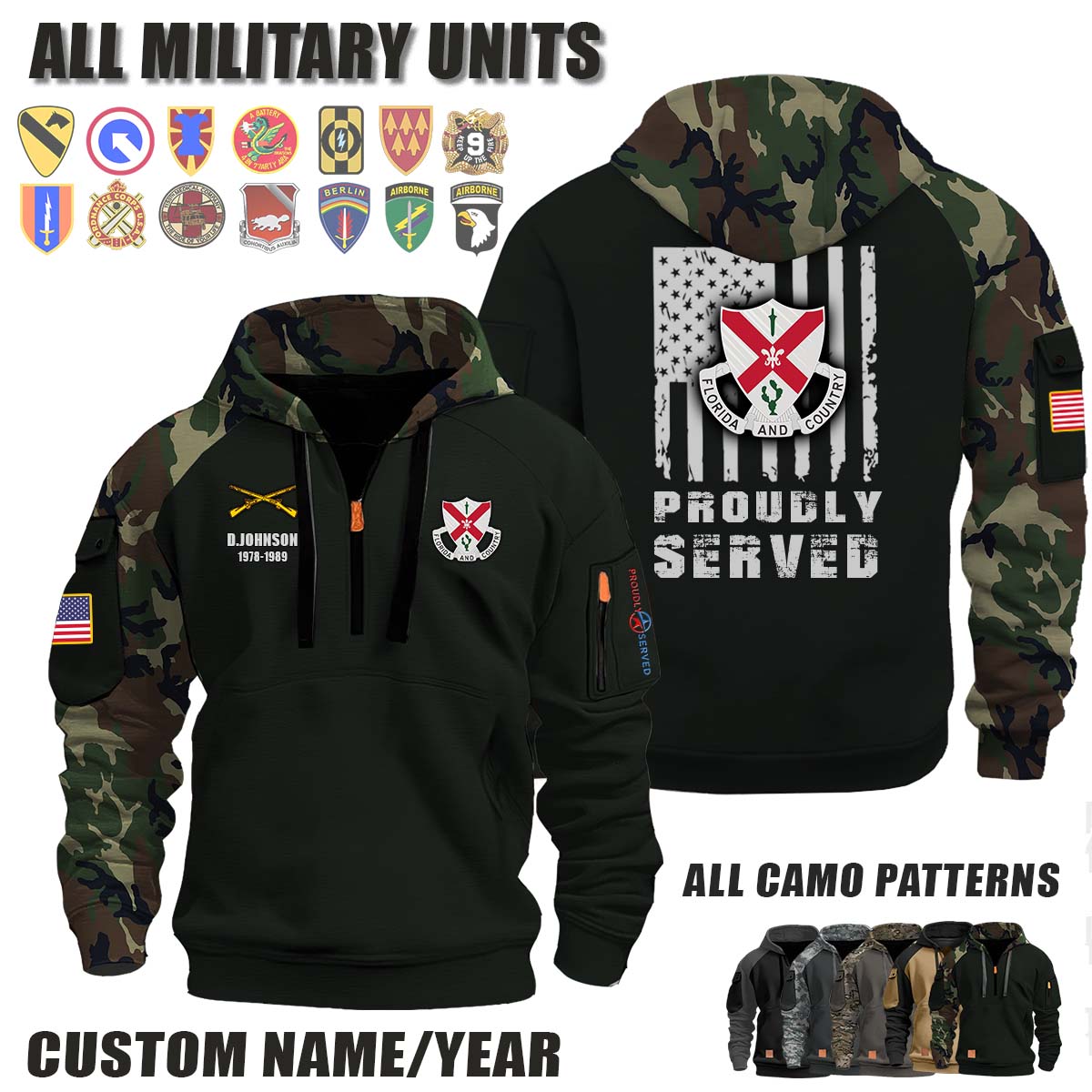 124th Infantry Regiment_Camo Halfzip Hoodie