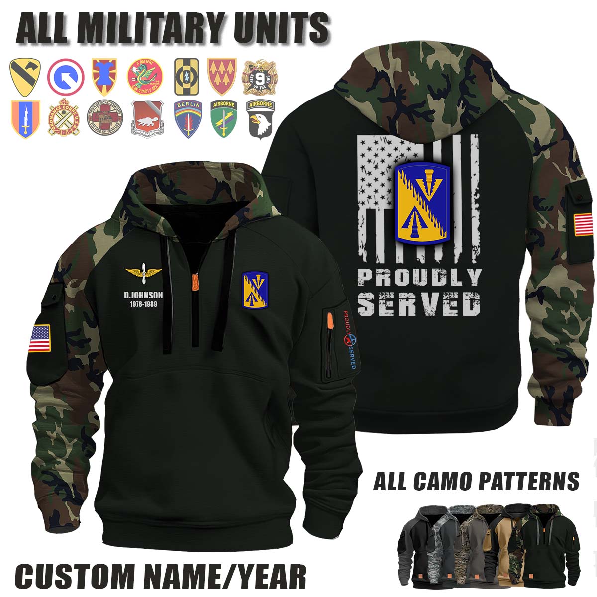 128th AVN BDE 128th Aviation Brigade_Camo Halfzip Hoodie
