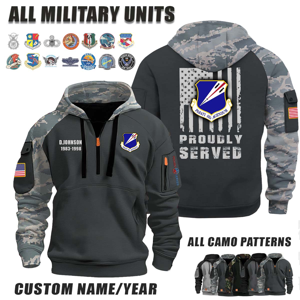 131st BW 131st Bomb Wing, ANG_Camo Halfzip Hoodie