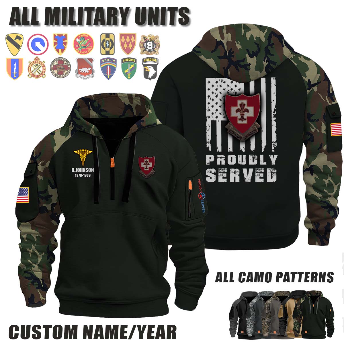 135th MED BN 135th Medical Battalion_Camo Halfzip Hoodie