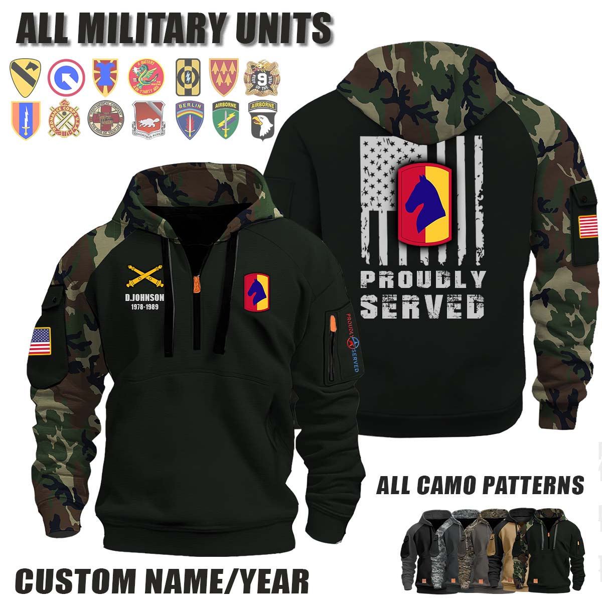 138th FA BDE 138th Field Artillery Brigade_Camo Halfzip Hoodie