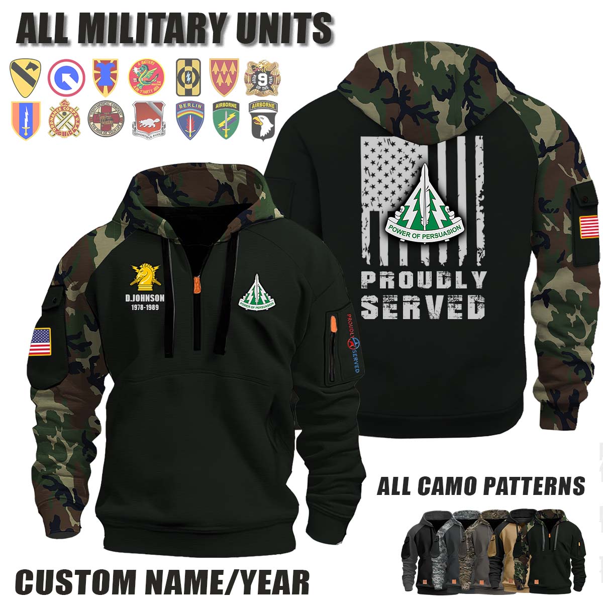 13th PSYOP BN 13th Psychological Operations Battalion_Camo Halfzip Hoodie