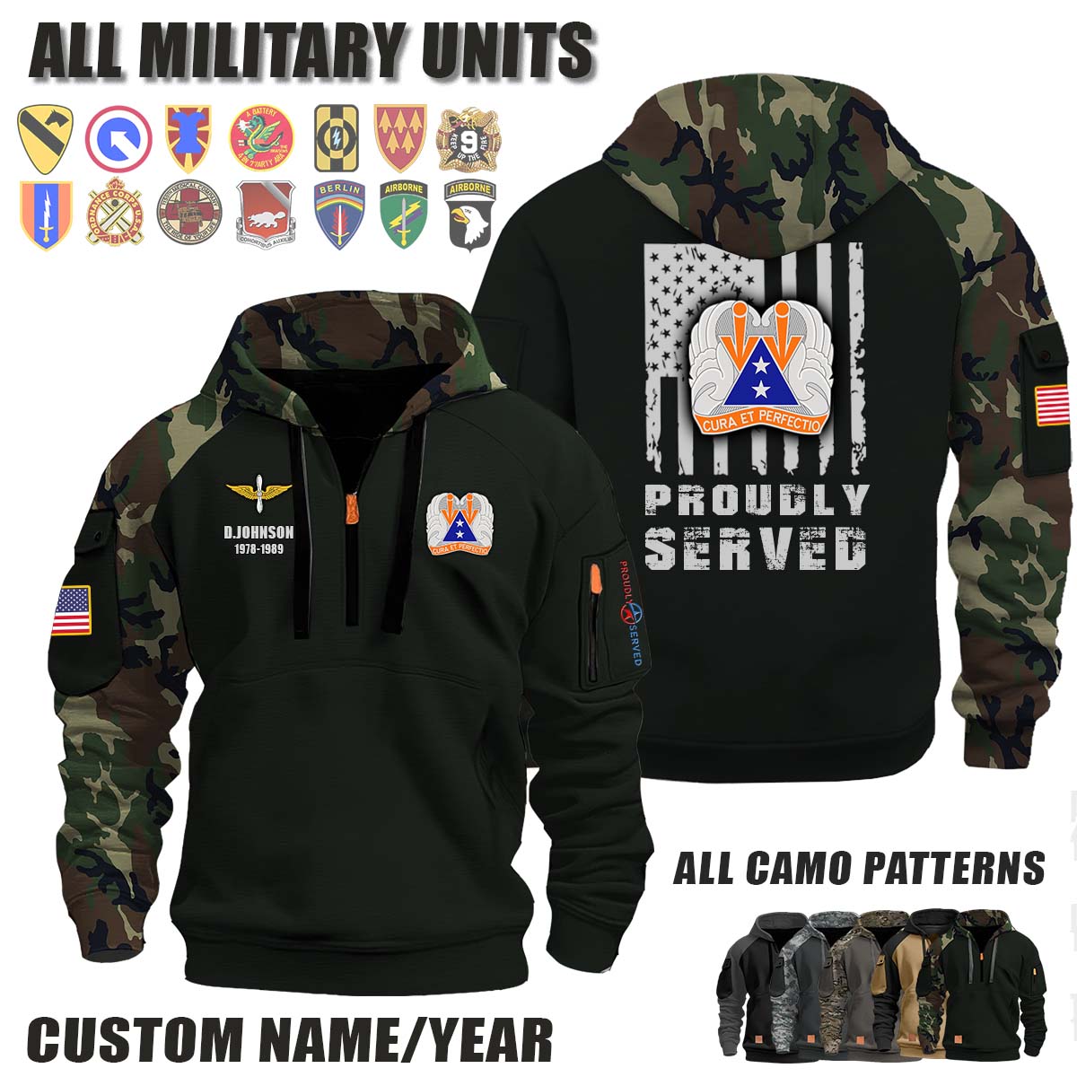 140th AVN REGT 140th Aviation Regiment_Camo Halfzip Hoodie