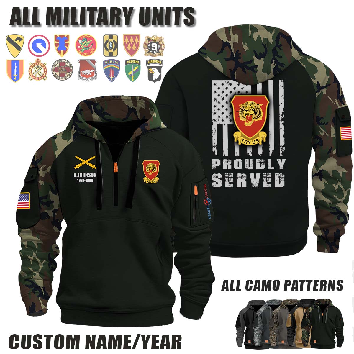 141st FA 141st Field Artillery Regiment_Camo Halfzip Hoodie