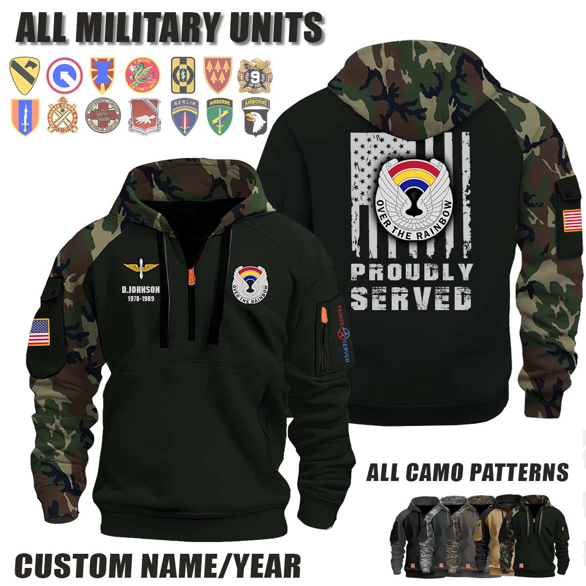 142nd AVN REGT 142nd Aviation Regiment_Camo Halfzip Hoodie