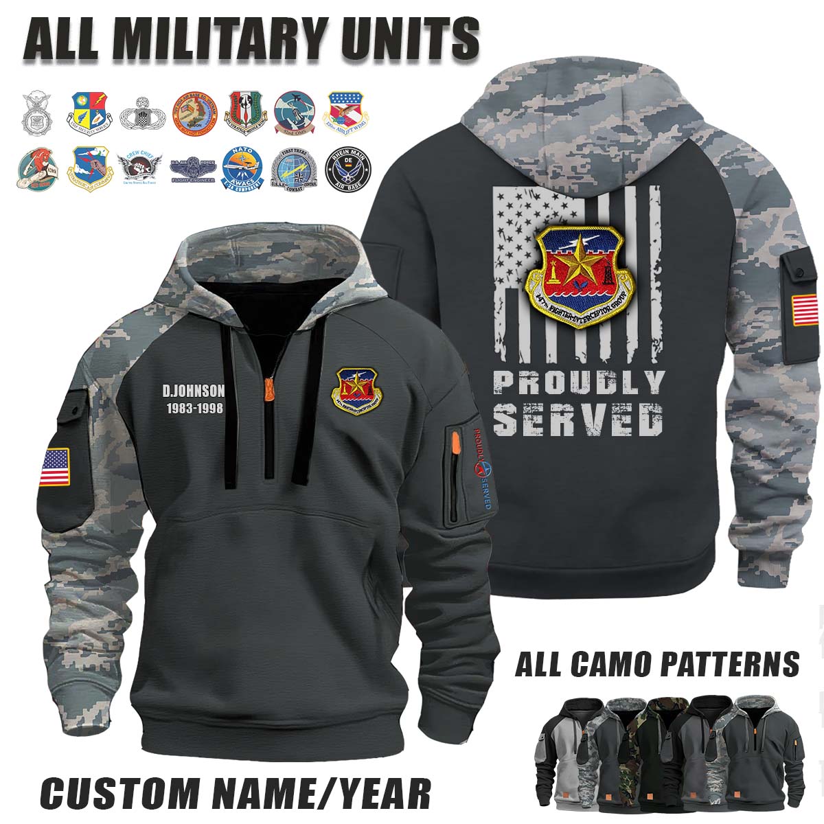 147th FIG 147th Fighter Interceptor Group_Camo Halfzip Hoodie