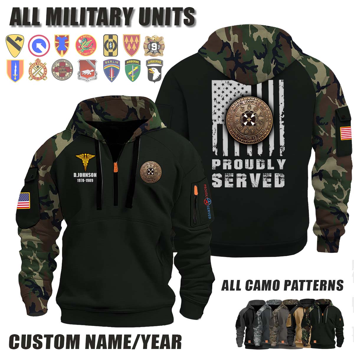 147th Medical Logistics Battalion_Camo Halfzip Hoodie