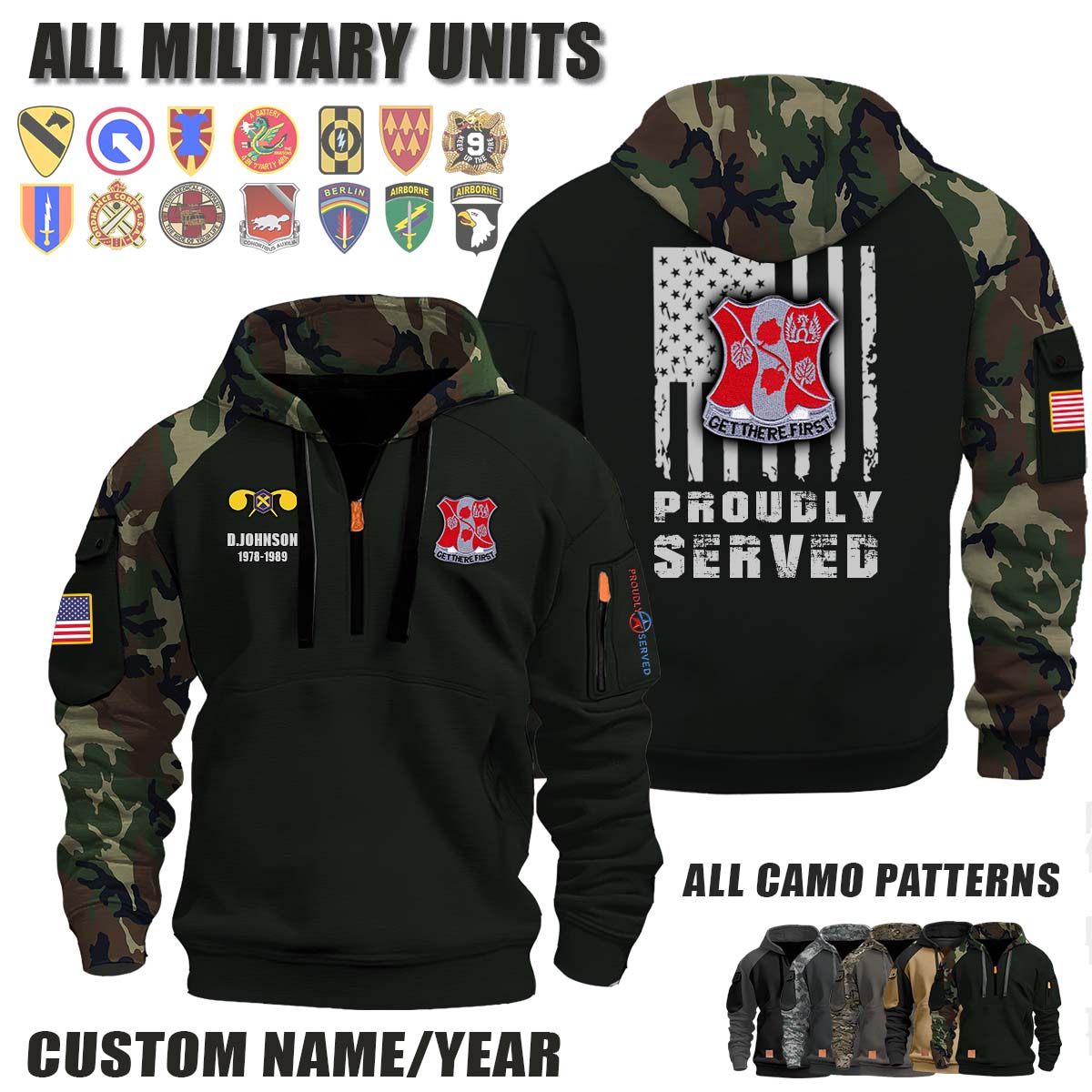 151st Chemical Battalion_Camo Halfzip Hoodie