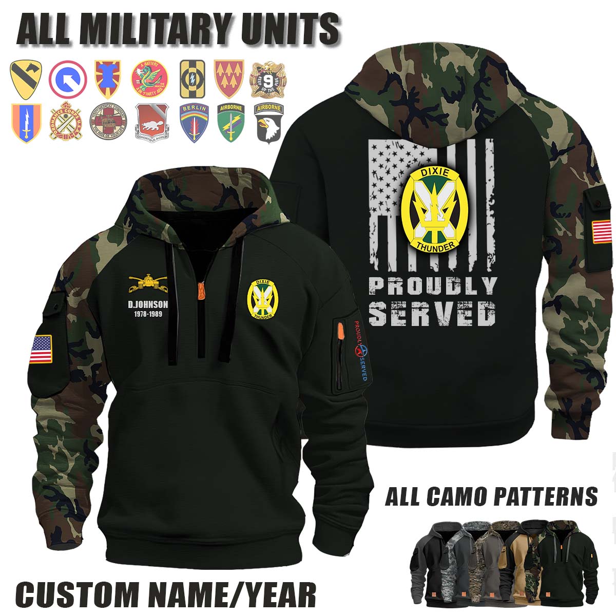 155th ABCT 155th Armored Brigade Combat Team_Camo Halfzip Hoodie