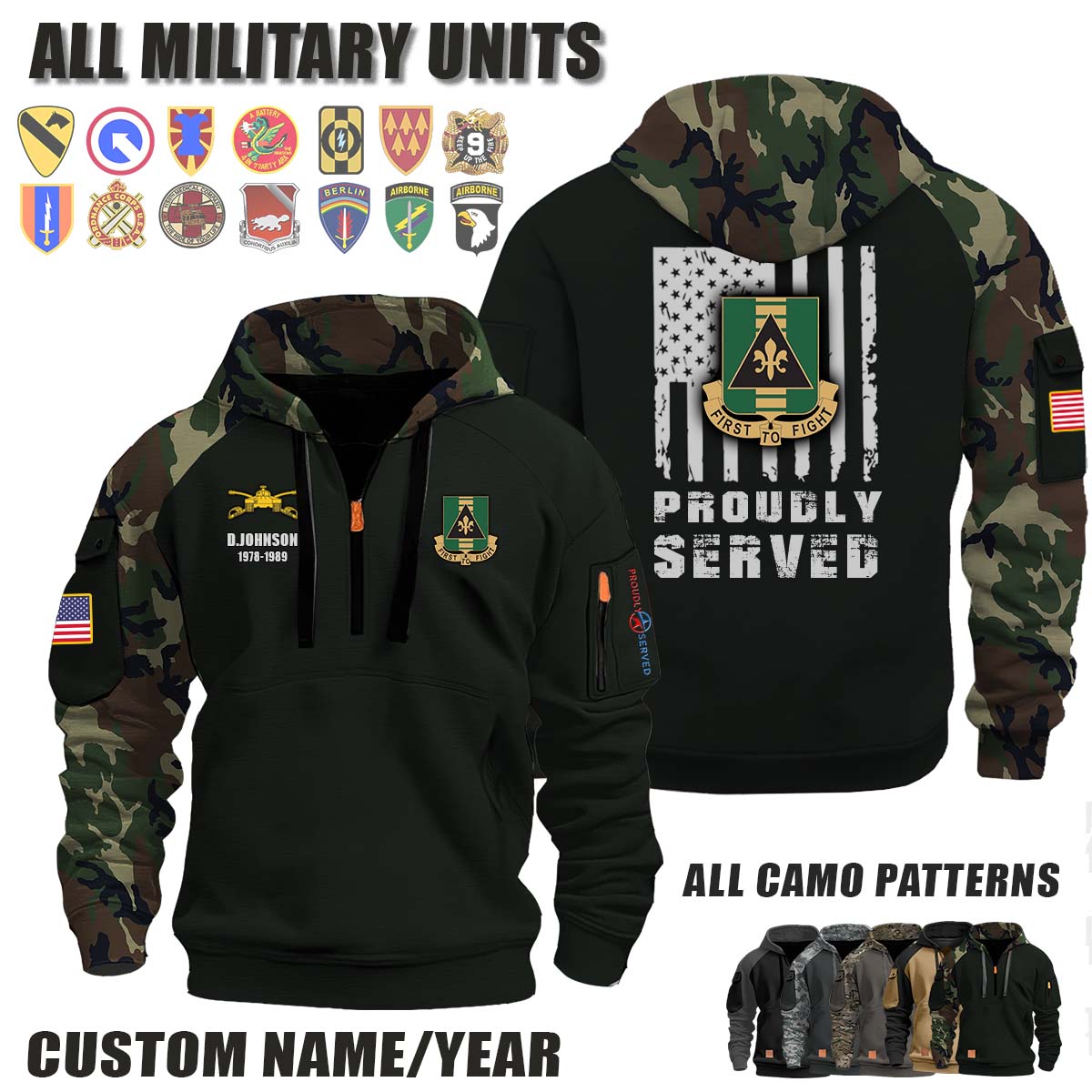 156th Armor Regiment_Camo Halfzip Hoodie