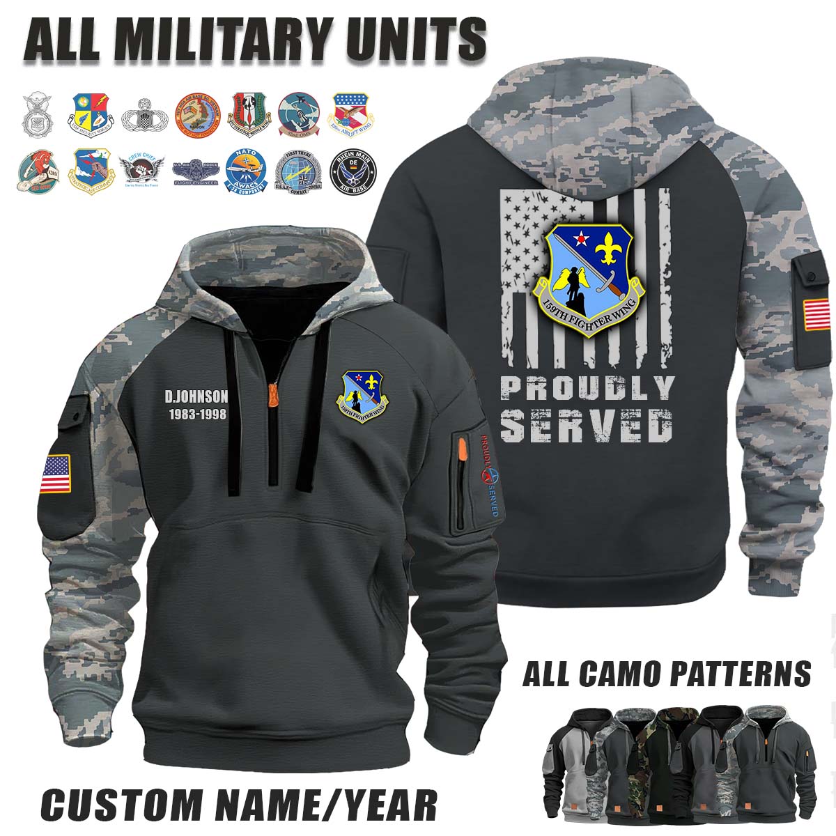 159th FW 159th Fighter Wing, ANG_Camo Halfzip Hoodie
