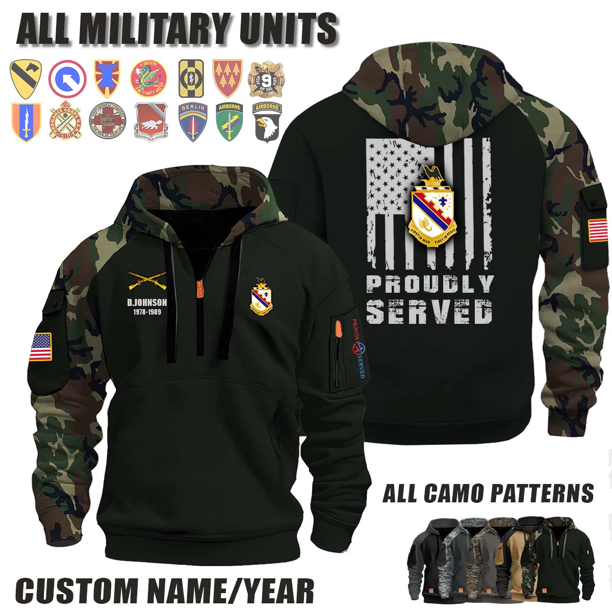 161st Infantry Regiment_Camo Halfzip Hoodie