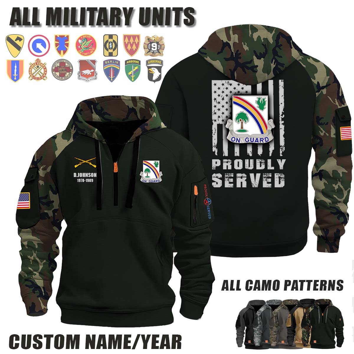 168th Infantry Regiment_Camo Halfzip Hoodie