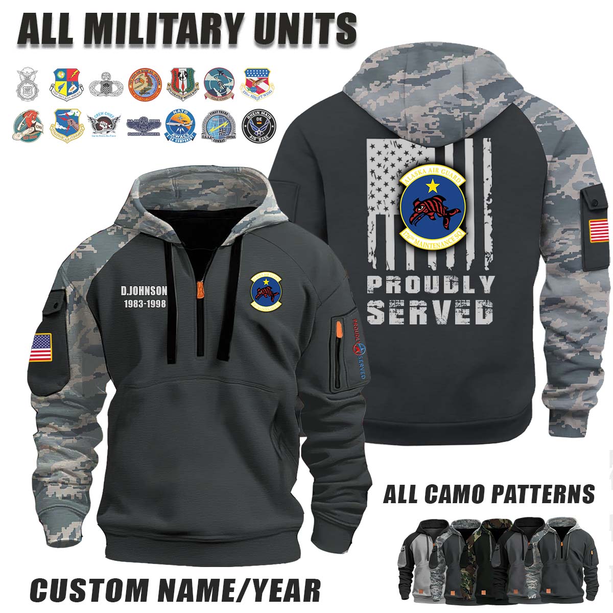 176th MXS Maintenance Squadron_Camo Halfzip Hoodie