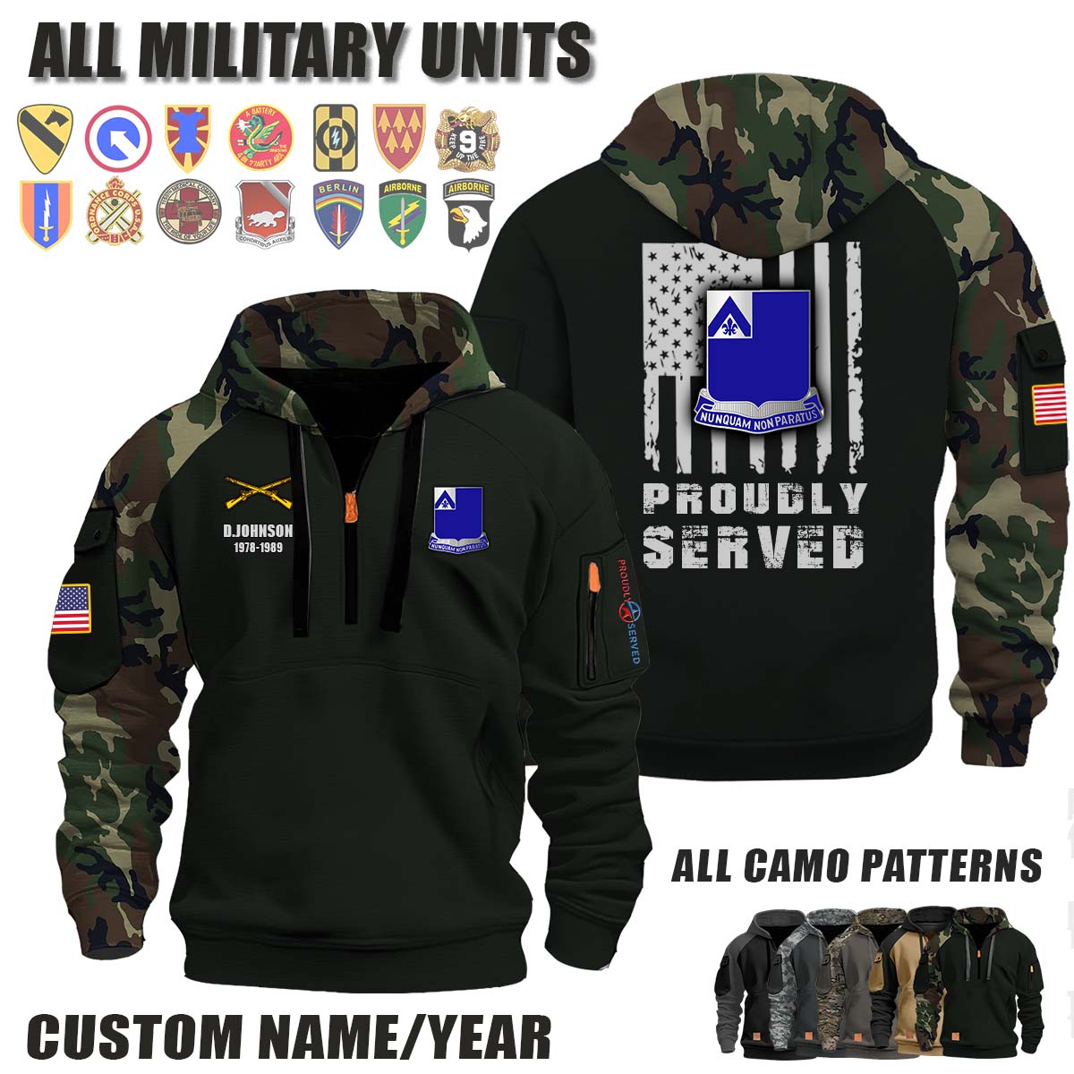 185th Infantry Regiment_Camo Halfzip Hoodie