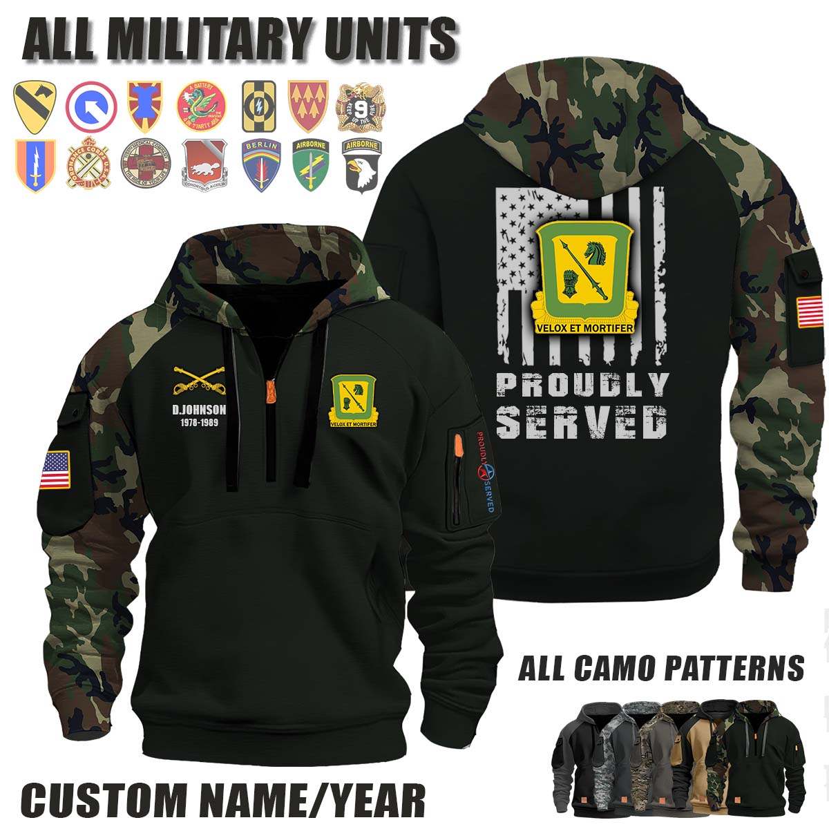 18th Cavalry Regiment_Camo Halfzip Hoodie