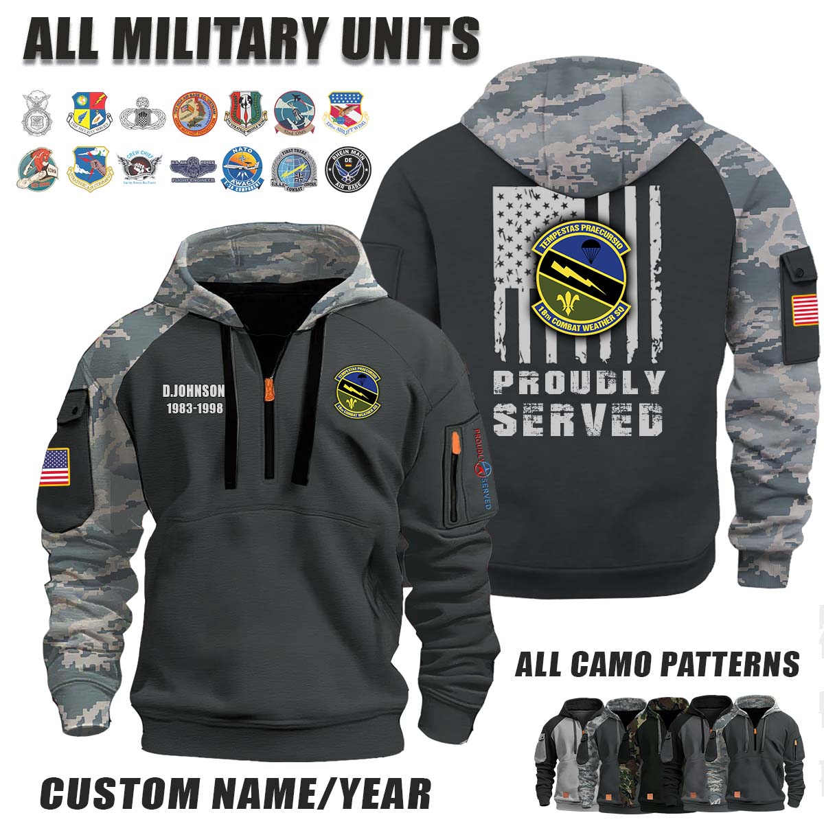 18th CWS Combat Weather Squadron_Camo Halfzip Hoodie