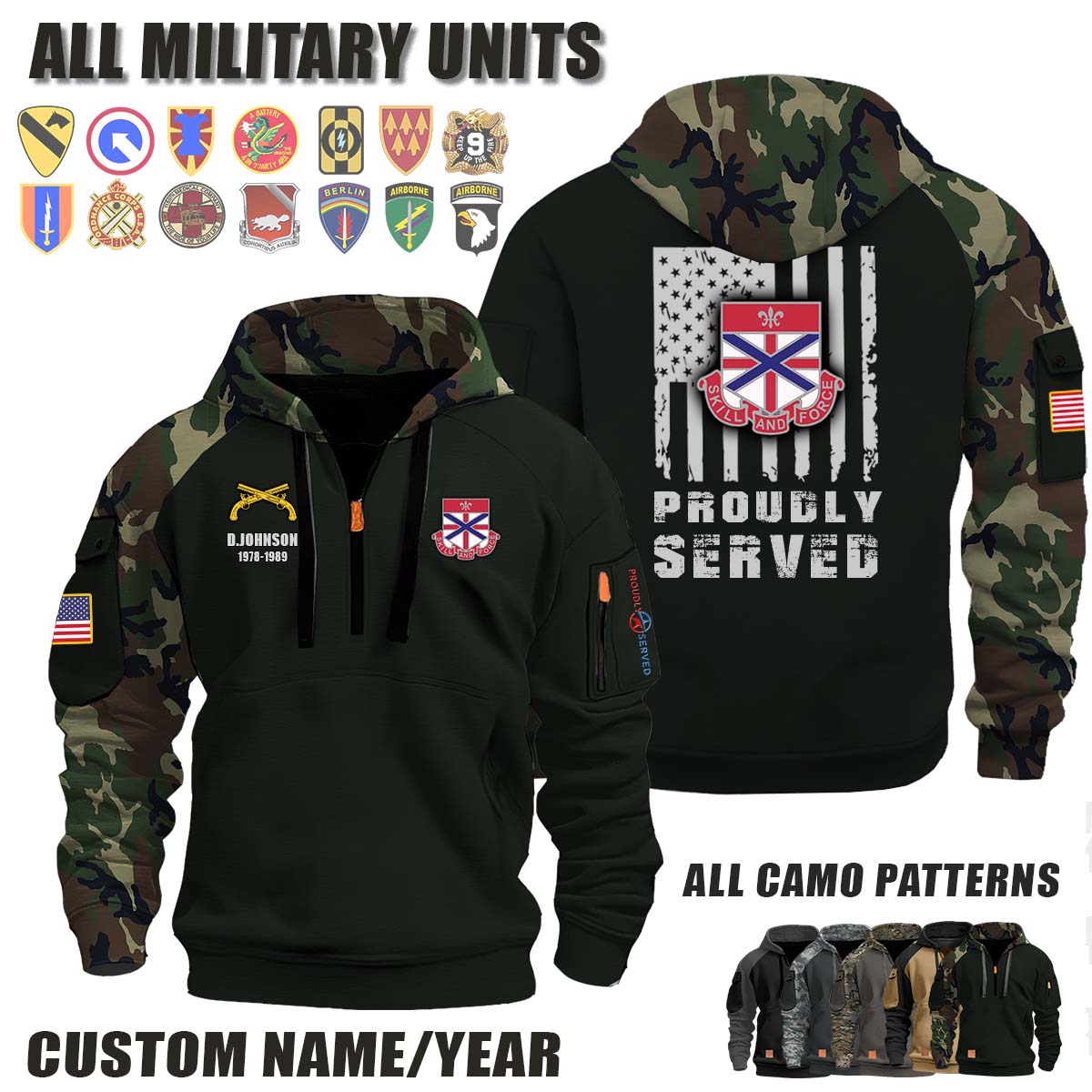 192nd MP BN 192nd Military Police Battalion_Camo Halfzip Hoodie