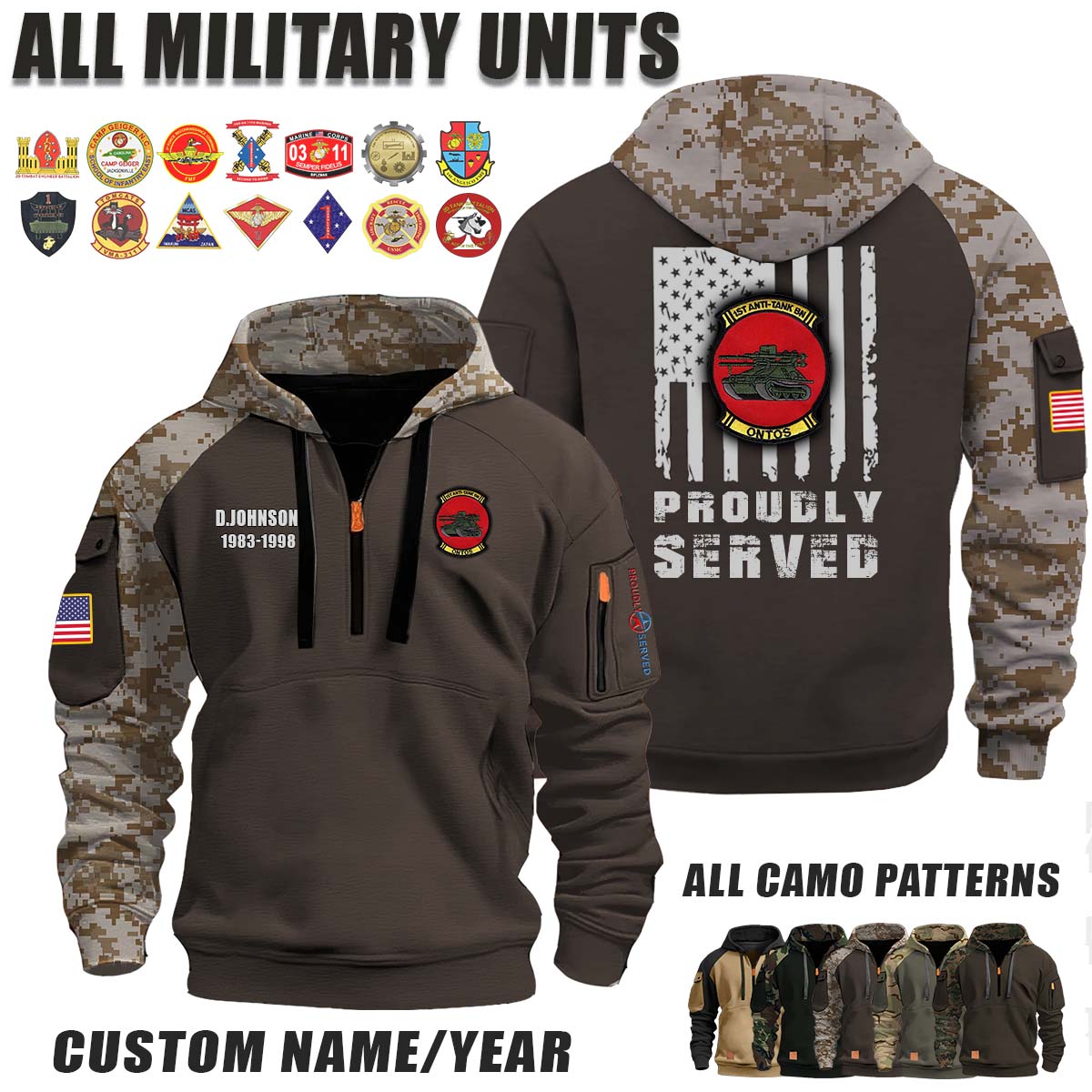 1st Anti-Tank Battalion_Camo Halfzip Hoodie