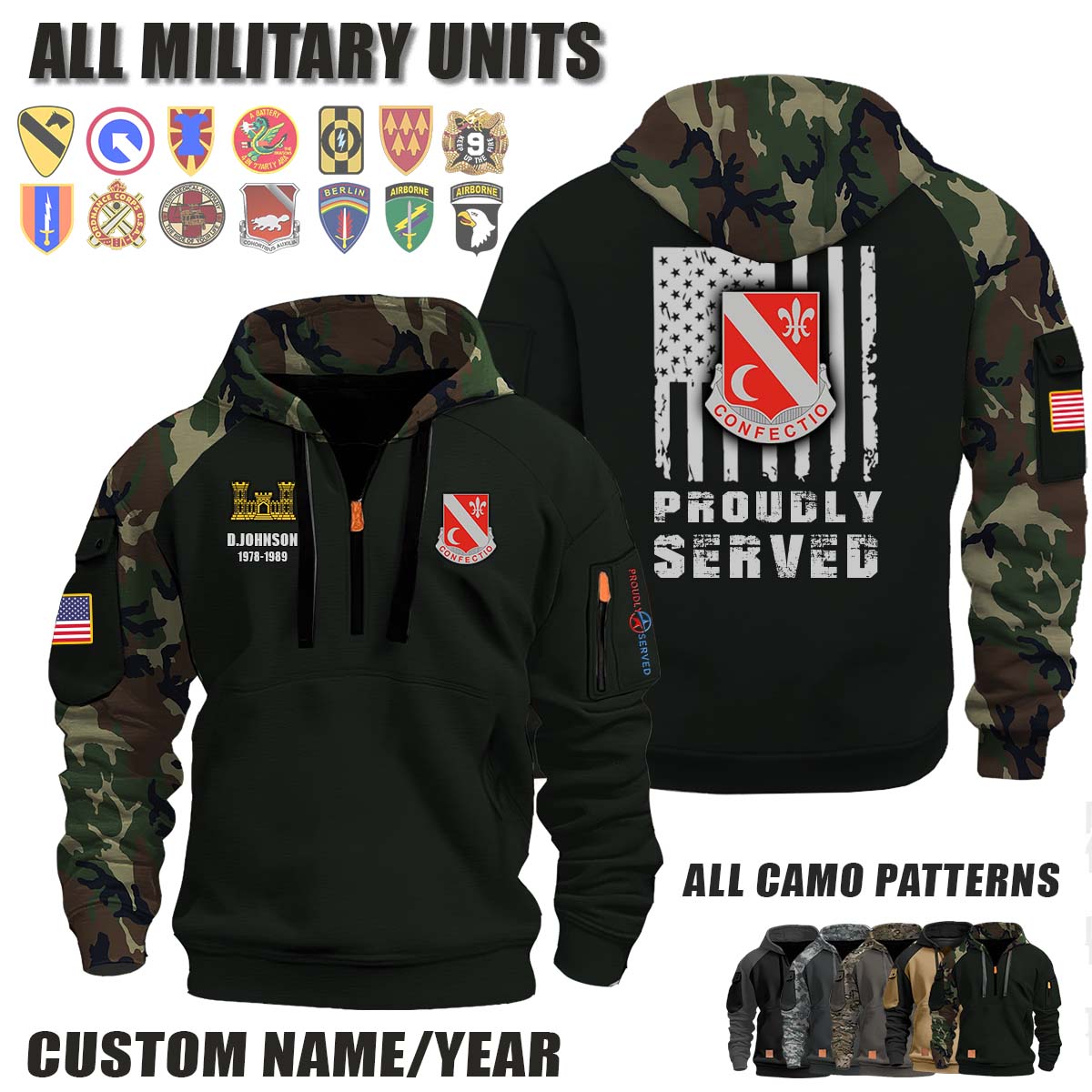 205th EN BN 205th Engineer Battalion_Camo Halfzip Hoodie
