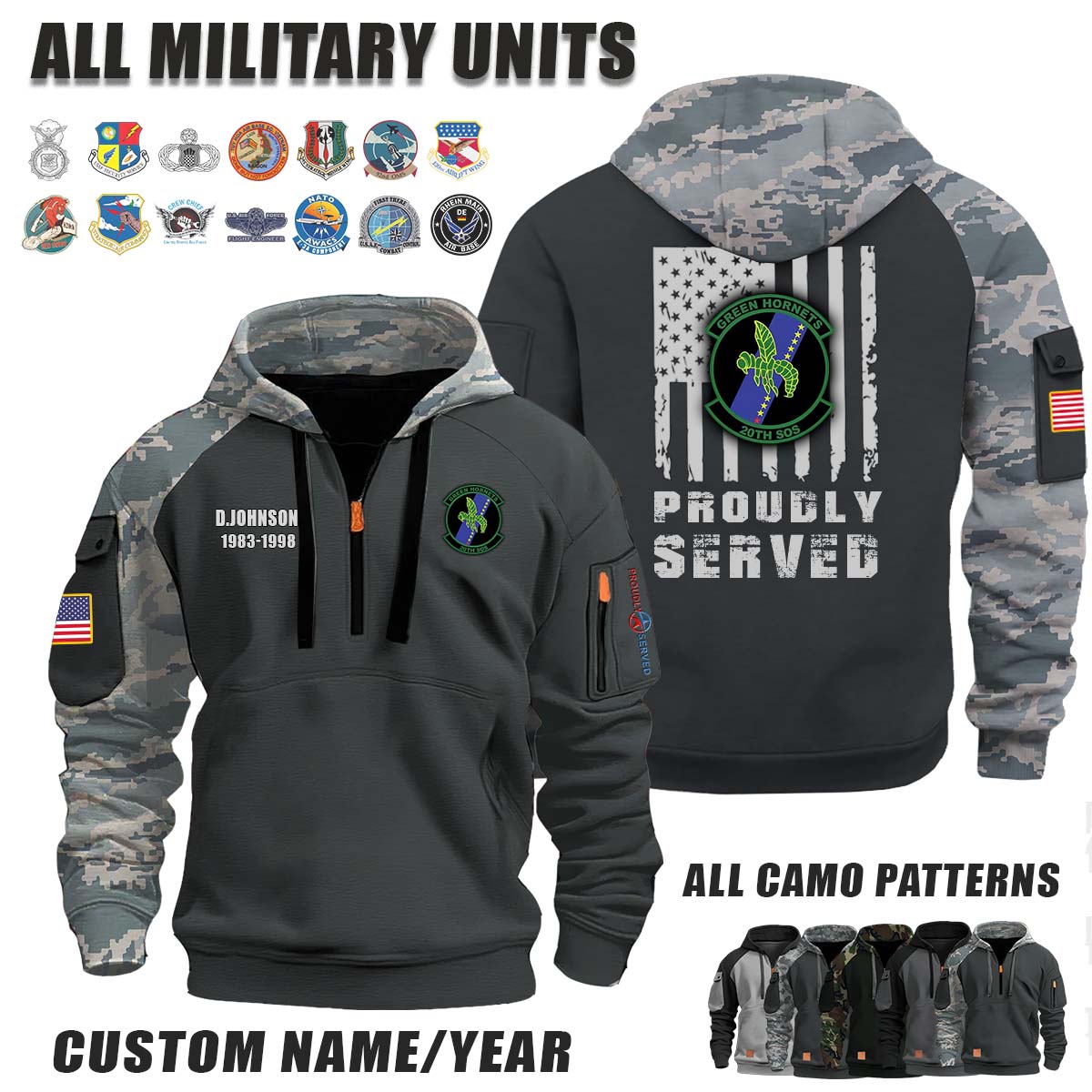 20th SOS Special Operations Squadron_Camo Halfzip Hoodie