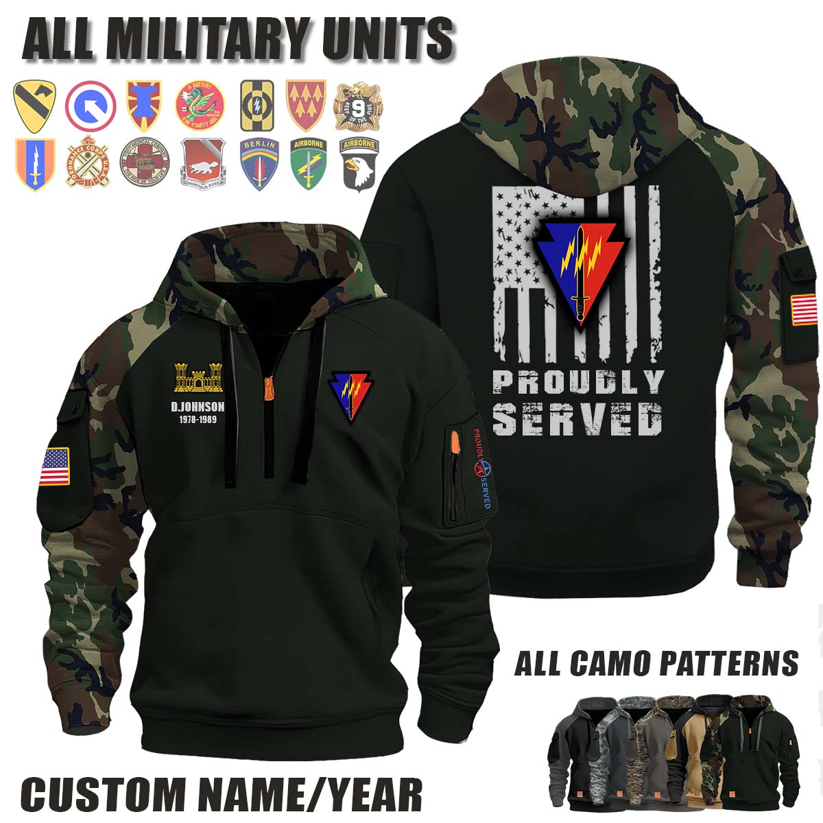 219th ENG BDE 219th Engineer Brigade_Camo Halfzip Hoodie