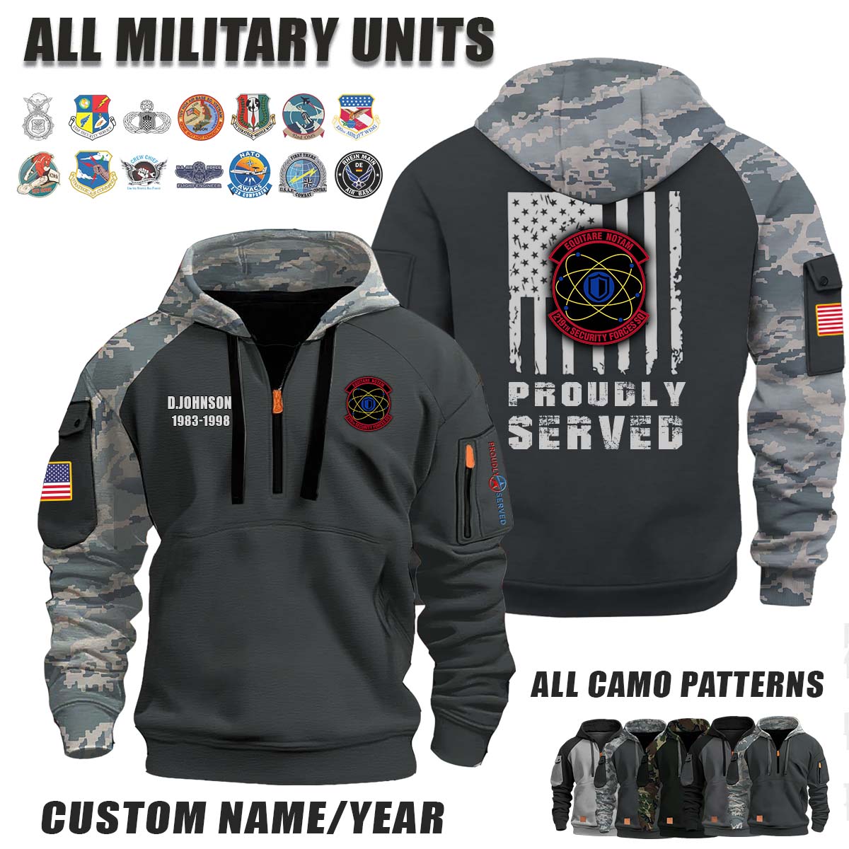 219th SFS Security Forces Squadron_Camo Halfzip Hoodie